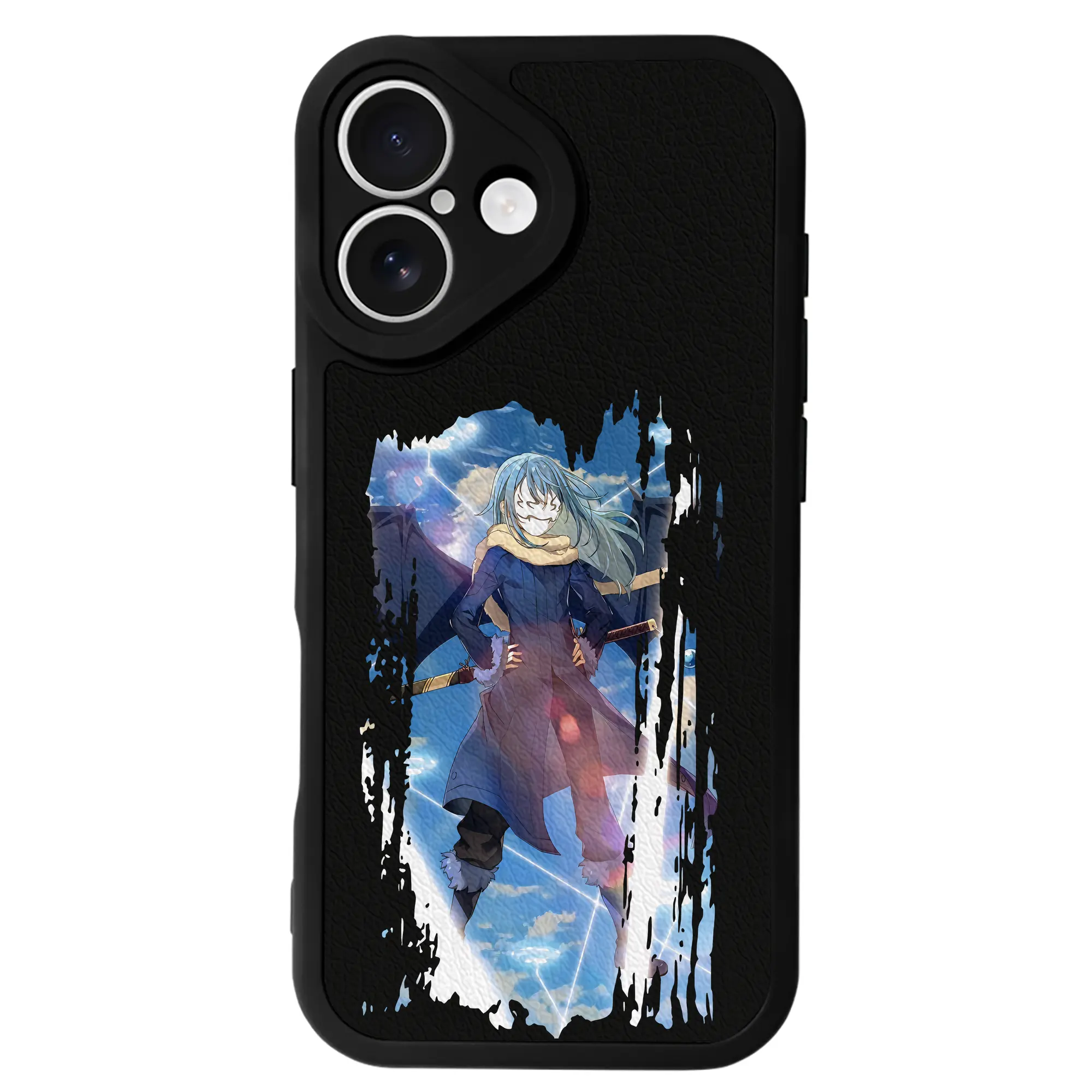 転生したらスライムだった件 グッズ,リムル・テンペスト - IPhone 16シリーズ対応 ・ シリコンスマホケース ・ レザー調 ・ 高精度フィット ・ 耐衝撃 ・ ワイヤレス充電対応 ・ 精密カット